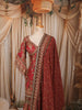 Rust Maroon Traditional Motif Sequins and Beads Embroidered Design Chiffon Palazzo Suit with Matching Dupatta