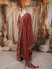 Rust Maroon Traditional Motif Sequins and Beads Embroidered Design Chiffon Palazzo Suit with Matching Dupatta