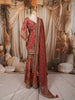 Rust Maroon Traditional Motif Sequins and Beads Embroidered Design Chiffon Palazzo Suit with Matching Dupatta