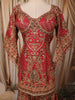 Rust Maroon Traditional Motif Sequins and Beads Embroidered Design Chiffon Palazzo Suit with Matching Dupatta