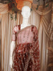 Rust Maroon Vertical Striped Sequins and  Beads Embroidered Design Net Party Wear Saree with Designer Border