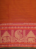 Rust Orange Striped Design Cotton Saree with Zari Border