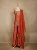 Rust Orange Bead Embroidery Design Silk Palazzo Suit