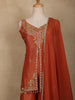 Rust Orange Bead Embroidery Design Silk Palazzo Suit