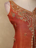Rust Orange Bead Embroidery Design Silk Palazzo Suit