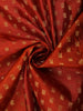 Rust Orange Butta Woven Design Pure Kanchipuram Silk Saree with Contrast Peacock Zari Border