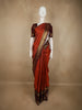 Rust Orange Butta Woven Design Pure Kanchipuram Silk Saree with Contrast Peacock Zari Border