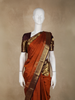 Rust Orange Butta Woven Design Pure Kanchipuram Silk Saree with Contrast Zari Border