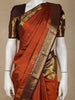 Rust Orange Butta Woven Design Pure Kanchipuram Silk Saree with Contrast Zari Border
