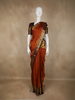 Rust Orange Butta Woven Design Pure Kanchipuram Silk Saree with Contrast Zari Border