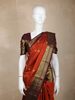 Rust Orange  Butta Woven Design Pure Kanchipuram Silk Saree with Contrast Zari Woven Border