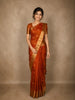 Rust Orange Butta Woven Kanchipuram Silk Saree with Zari Border