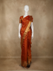 Rust Orange Butta Woven Kanchipuram Silk Saree with Zari Border