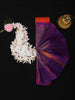 Rust Orange Butta Woven Soft Silk Saree with Purple Contrast Border