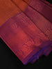 Rust Orange Butta Woven Soft Silk Saree with Purple Contrast Border