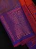 Rust Orange Butta Woven Soft Silk Saree with Purple Contrast Border