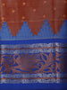 Rust Orange Butta Zari Woven Design Art Silk Saree with Contrast Temple Zari Border