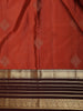 Rust Orange Butta Zari Woven Design Pure Kanchipuram Silk Saree with Contrast Striped Border