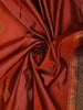 Rust Orange Butta Zari Woven Design Pure Kanchipuram Silk Saree with Contrast Striped Border
