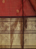 Rust Orange Butta Zari Woven Design Pure Kanchipuram Silk Saree with Contrast Zari Border