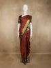 Rust Orange Butta Zari Woven Design Pure Kanchipuram Silk Saree with Contrast Zari Border