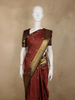 Rust Orange Butta Zari Woven Design Pure Kanchipuram Silk Saree with Contrast Zari Border