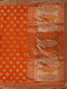 Rust Orange Butta Zari Woven Design Tissue Saree with Stone Work Border