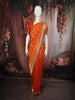 Rust Orange Butta Zari Woven Design Tissue Saree with Stone Work Border