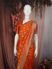 Rust Orange Butta Zari Woven Design Tissue Saree with Stone Work Border
