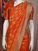 Rust Orange Butta Zari Woven Design Tissue Saree with Stone Work Border