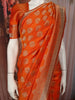 Rust Orange Butta Zari Woven Design Tissue Saree with Stone Work Border
