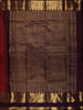 Rust Orange Butta Zari Woven Design Pure Kanchipuram Silk Saree with Contrast Purple Gold Border