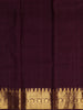 Rust Orange Butta Zari Woven Design Pure Kanchipuram Silk Saree with Contrast Purple Gold Border