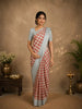 Rust Orange Checked Woven Design Pure Kanchipuram Silk Saree with Contrast Zari Border