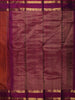 Rust Orange Checked Zari Woven Silk Saree with Contrast Purple Border