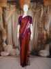Rust Orange Checked Zari Woven Silk Saree with Contrast Purple Border