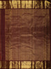 Rust Orange Mini Checked and Peacock Butta Zari Woven Design Pure Kanchipuram Silk Saree with Contrast Zari Border