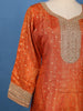 Rust Orange Embellished Design Semi Silk Salwar Suit
