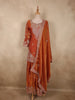 Rust Orange Floral Beads Embroidered Design Organza Palazzo Suit with Dupatta