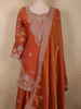 Rust Orange Floral Beads Embroidered Design Organza Palazzo Suit with Dupatta