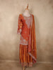 Rust Orange Floral Beads Embroidered Design Organza Palazzo Suit with Dupatta