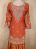 Rust Orange Floral Beads Embroidered Design Organza Palazzo Suit with Dupatta