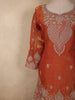 Rust Orange Floral Beads Embroidered Design Organza Palazzo Suit with Dupatta