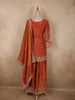Rust Orange Floral Beads Embroidered Design Organza Palazzo Suit with Dupatta