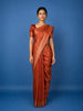 Rust Orange Floral Brocade Design Banarasi Silk Saree