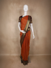 Rust Orange Floral Butta Design Art Silk Fancy Wear Saree with Contrast Border