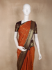 Rust Orange Floral Butta Design Art Silk Fancy Wear Saree with Contrast Border