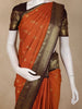 Rust Orange Floral Butta Design Art Silk Fancy Wear Saree with Contrast Border