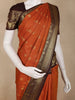 Rust Orange Floral Butta Design Art Silk Fancy Wear Saree with Contrast Border