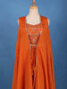 Rust Orange Floral Embroidered Design Georgette Skirt Top